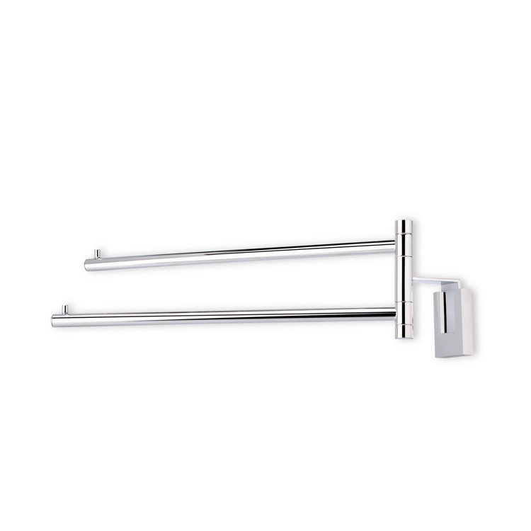 StilHaus Q16-08 Double Swivel Towel Bar, 12 Inch, Chrome